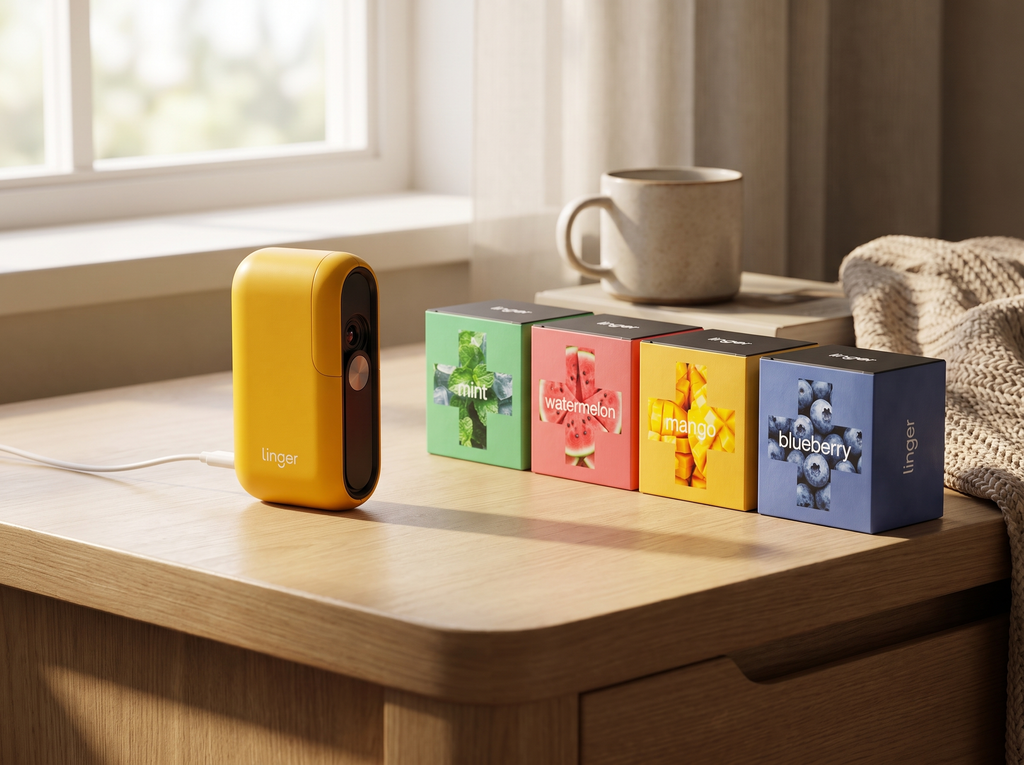 Linger Spray charging with flavour boxes