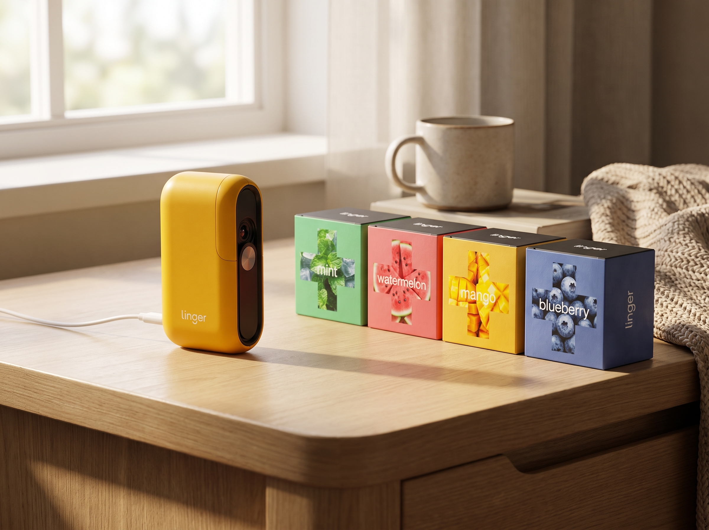Linger Spray charging with flavour boxes